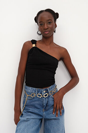 Addax Buckle One Shoulder Blouse B13979