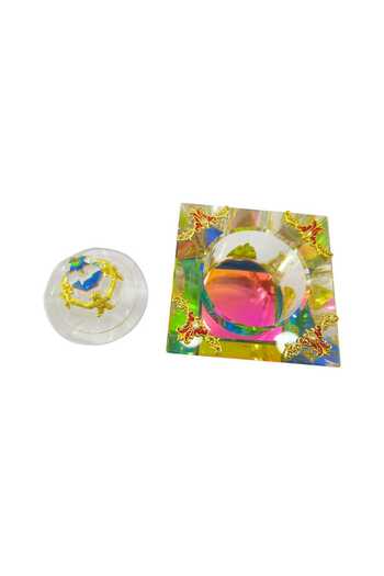 Generic Crystal Decor Gold Glass Sugar Bowl and Turkish Delight Bowl Set 1 Piece