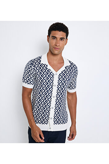 Ben Sherman Men's White FLAT KNIT POLO