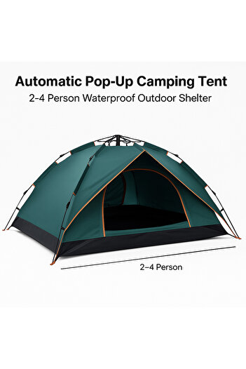 TSUMAB Automatic Pop-Up Camping Tent – 2-4 Person Waterproof Outdoor Shelter