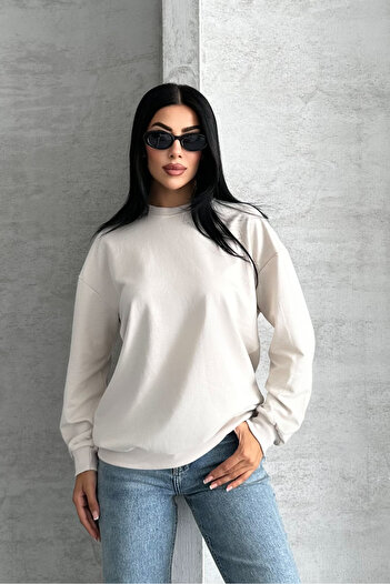 macharel jeans Women's 2-Thread Basic Oversize Mold Sweatshirt