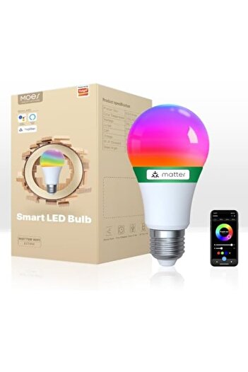 MOES Smart LED Bulb, E27 Base, RGBW Color Changing 2700K-6500K, 470 Lumens, 9W