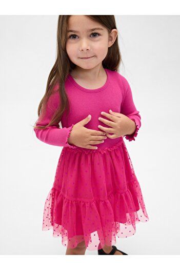 GAP Kız Bebek Pembe Bebek ve Küçük Çocuk Karışık Medya Tül Elbise