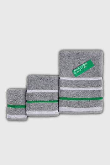 Benetton Home Рушник для ванної кімнати, рушник для обличчя, рушник для тіла, сірий, 100% бавовна, набір з 3 штук, 70x140 см, 50x90 см, 30x50 см