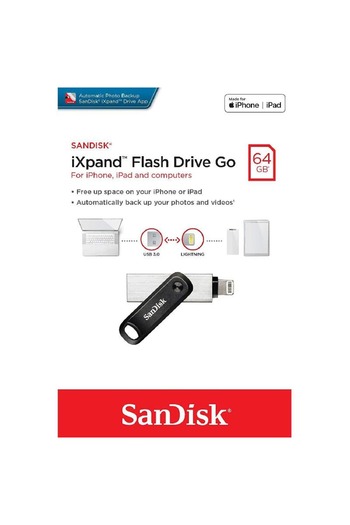 SanDisk محرك أقراص iXpand Go OTG (Lightning/USB)