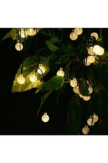 Flippy Christmas Lighting, Crystal Globe Type, 200 LED, 22 meters, Warm White, Solar Power, Light Sensor, F