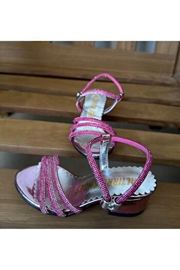 Gala Children's Heeled Shoes with Stone Embellishments.
