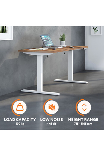 Skyland Electric Height-Adjustable Desk Frame, Dual Motor Design for Home & Office, White (Frame Only)