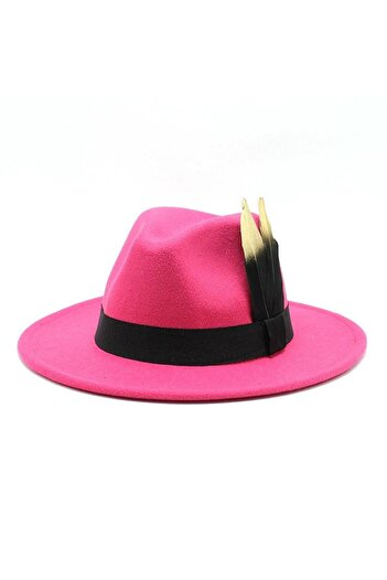 Pursehuit Women's hat, pink, with feathers, Pixi