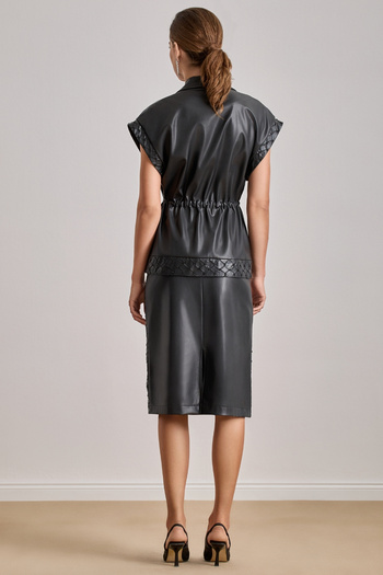 Guitar Oversized Black Leather Vest