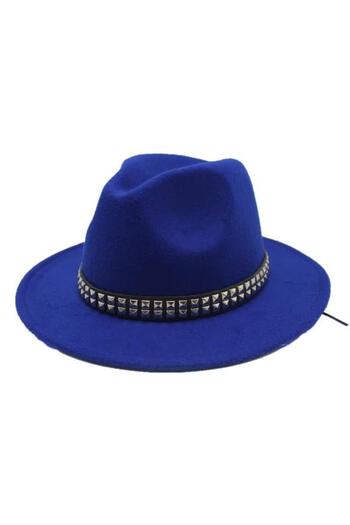 Pursehuit Blue hat, handmade, adjustable, with removable accessory, Hedda