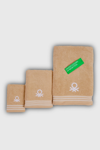 Benetton Home Bath Towel Hand Face Body Beige 100% Cotton Set of 3 70X140 cm 50X90 cm 30X50 cm