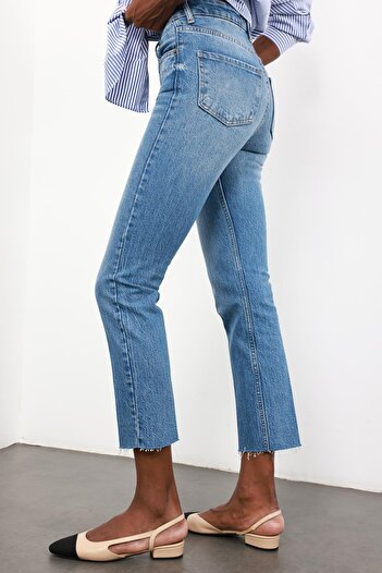 5in1Canpolat Blue High Waist Boyfit Jeans