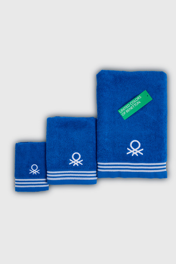Benetton Home Bath Towel Hand Face Body Blue Set of 3 70X140 cm 50X90 cm 30X50 cm 100% Cotton
