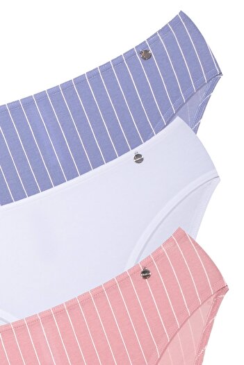 Kom Stripe Women's Cotton 3-Piece Bikini Panties Set