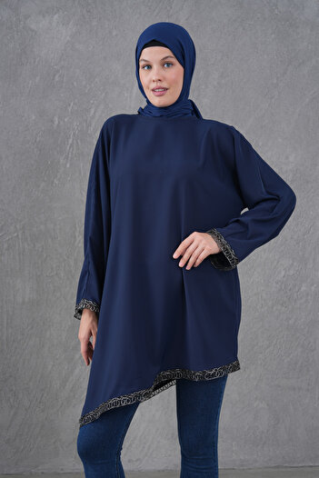 TUNCAY Loose Tunic with Asymmetrical Cut Stripe Accessories