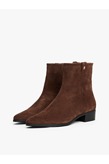 Tommy Hilfiger Th Süet Pointy Zip Kadın Kahverengi Bootie