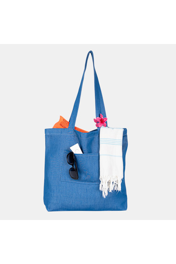 DENİMTİME Açık Mavi Denim Kumaş Unisex Cepli Bez Plaj Çantası