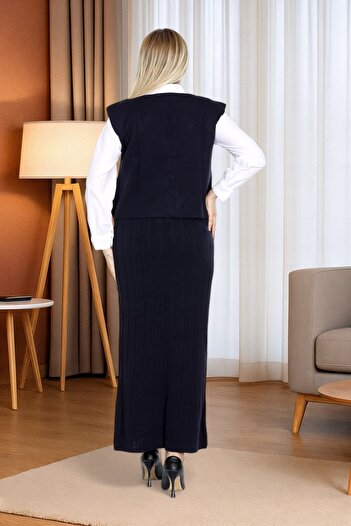 Sena Women's Knitwear Pleated Skirt Vest Set