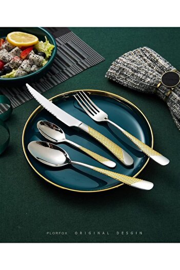 COOYA 24-Pcs Stainless Steel Flatware Cutlery Set,for 6 Persons,Includes Knives Spoons Forks,Perfect Gift