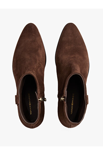 Tommy Hilfiger Th Süet Pointy Zip Kadın Kahverengi Bootie