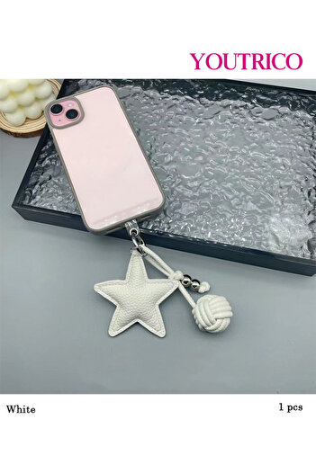 Youtrico Handmade Leather Woven Star Ball Keychain , Boho Bag Charm for Purse and Phone