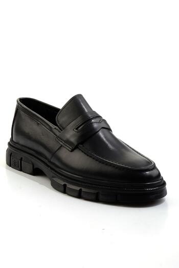 Bambi Black Leather Men's Loafer Shoes E01795025641