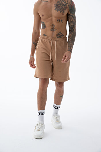 Kozik Men's Puppy Mouth High Quality Relax-Fit Comfortable Cut 100% Cotton Lace-Up Black Plain Basic Shorts