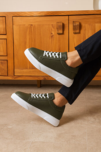 Safari Ayakkabı Tommy Men's Leather Sneaker Shoes Khaki