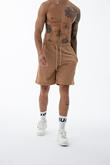 Kozik Men's Puppy Mouth High Quality Relax-Fit Comfortable Cut 100% Cotton Lace-Up Black Plain Basic Shorts