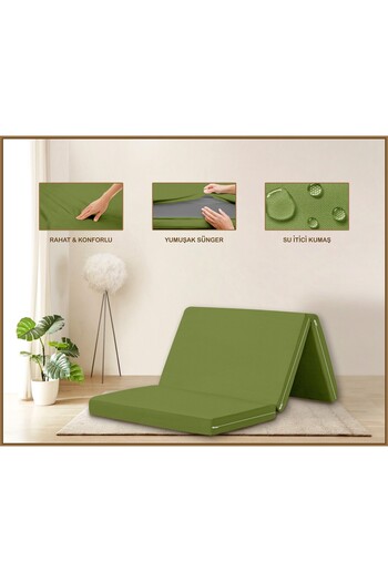 Evim Canvas Green Zippered Foldable Floor Bed Floor Mat 70X180X10Cm