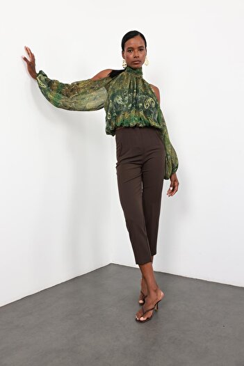 5in1Canpolat Bitter Brown Flatolo Pants 5113