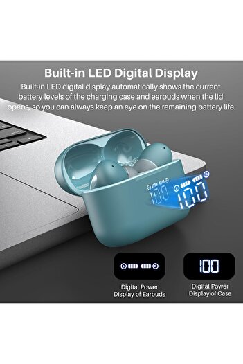 TOZO T20 Wireless Bluetooth 5.3 Earbuds 48.5 Playtime/LED Digital Display/IPX8 Waterproof Design wit