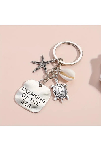 Halımax Turtle Starfish Seashell Keychain Bag Ornament Backpack Car Ornament Charm Gift