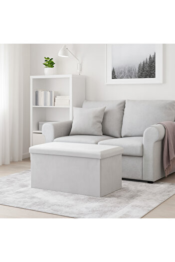 zola Folding stool with storage space, 54 l, 60x30x30 cm, supports 80 kg, MDF, velvet, light gray