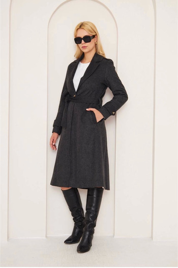 Zerenyus Long flat stamp coat anthracite