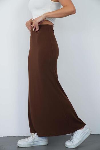 penyebizden Nora Women's Maxi Length Lined Viscose Skirt - Brown