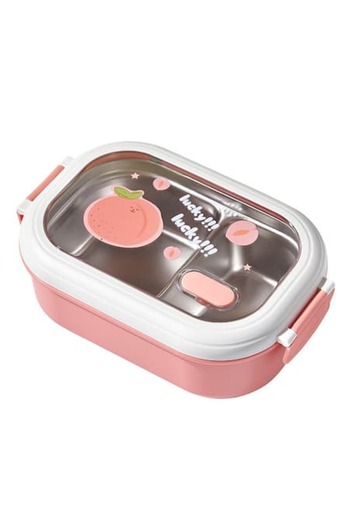 Stef's Cat Lunch or Snack Box with Two Compartments, Kids and Adults, 1000 mL, Pink