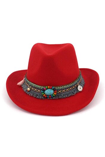 Pursehuit Women's hat, cowboy style, red, Ellabrita