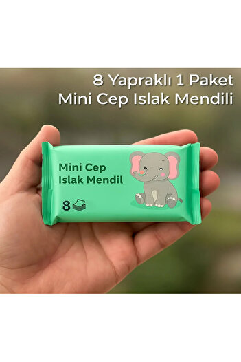 MİMOZA PARK 1 Paket 8 Yapraklı Mini Cep Islak Mendili | Yeşil