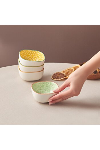 Karaca Floral Square, Snack Bowl, 10cm, Green