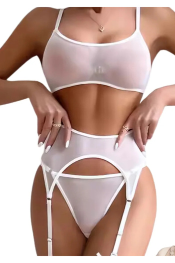 Cicişim White Tulle Garter Set Lingerie