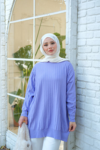 LOCCO Women's Crew Neck Tunic Lilac