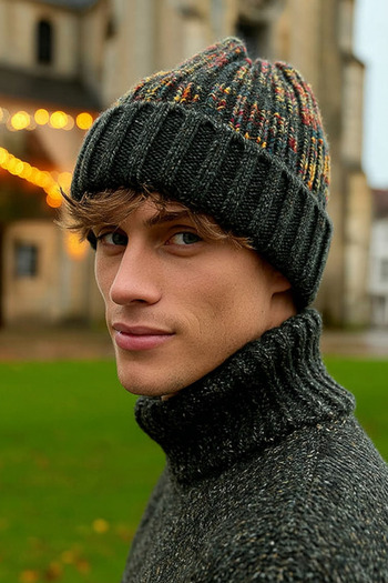LAGRANZE Men's Colorful Patterned Knitwear Beret