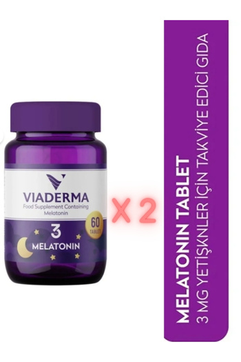 Viaderma Melatonin 3 Mg 60 Tablets Sleep Support Regulator Deep Sleep 2 Pack