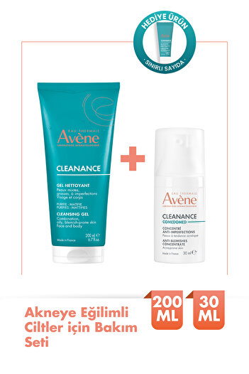 Avene Cleanance Akneye Eğilimli Cilt Temizleme Jeli 200ml + Bakım Kremi 30ml Set