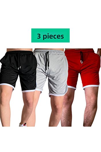 Relax family xf Men's Black White Red Green Grey Sports Shorts Basketball Football Striped Shorts Fitness Running Bermuda