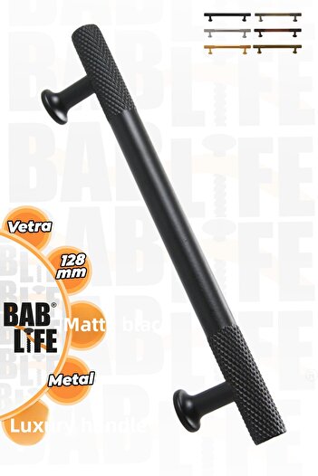 bablife Vetra Negru Mat 128mm Metal Sertar de lux Mânere de mobilier