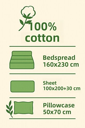 Evimcim 100% Cotton Quilted Single Duvet Cover Set, Plain Modern Design (with Gift Box)