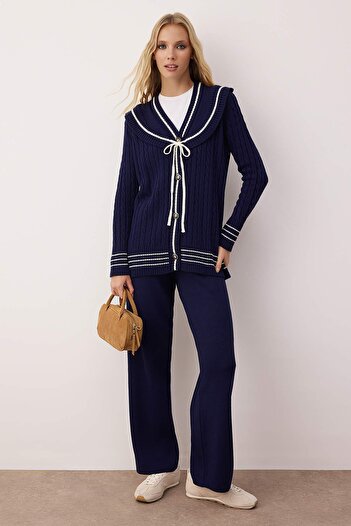Trendyol Modest Navy Blue Regular Hair Knitwear Bottom - Top Set Tctaw26Us00032